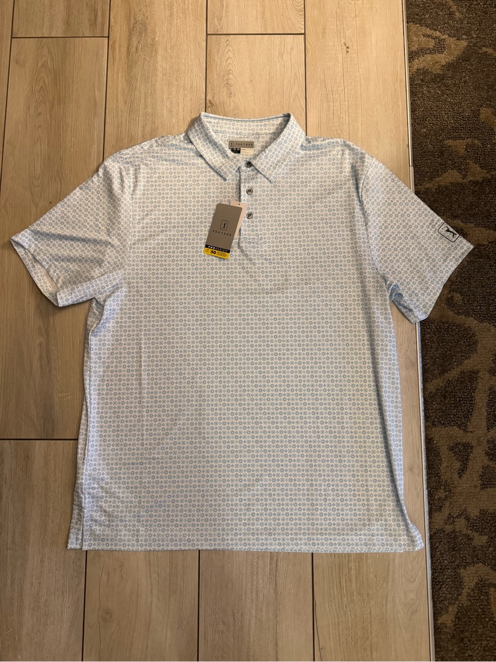 Men's Light Blue Printed Polo Shirt